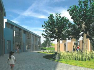 Een ontworpen besloten hofje in een duurzame woonwijk te Uden.